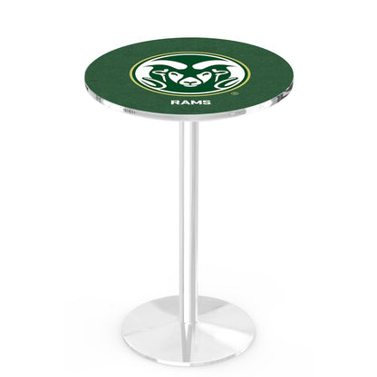L214 Colorado State University 36" Tall - 36" Top Pub Table with Chrome Finish