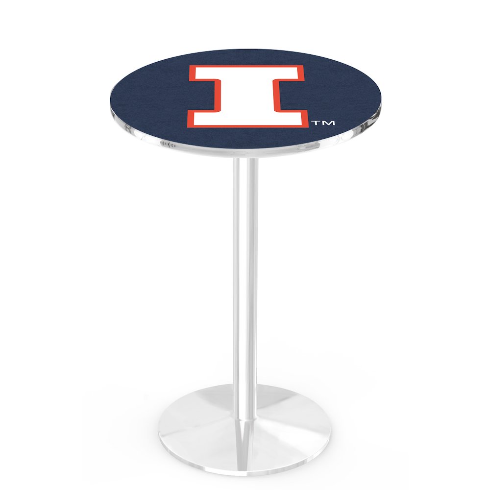 L214 University of Illinois 36' Tall - 36' Top Pub Table w/ Chrome Finish