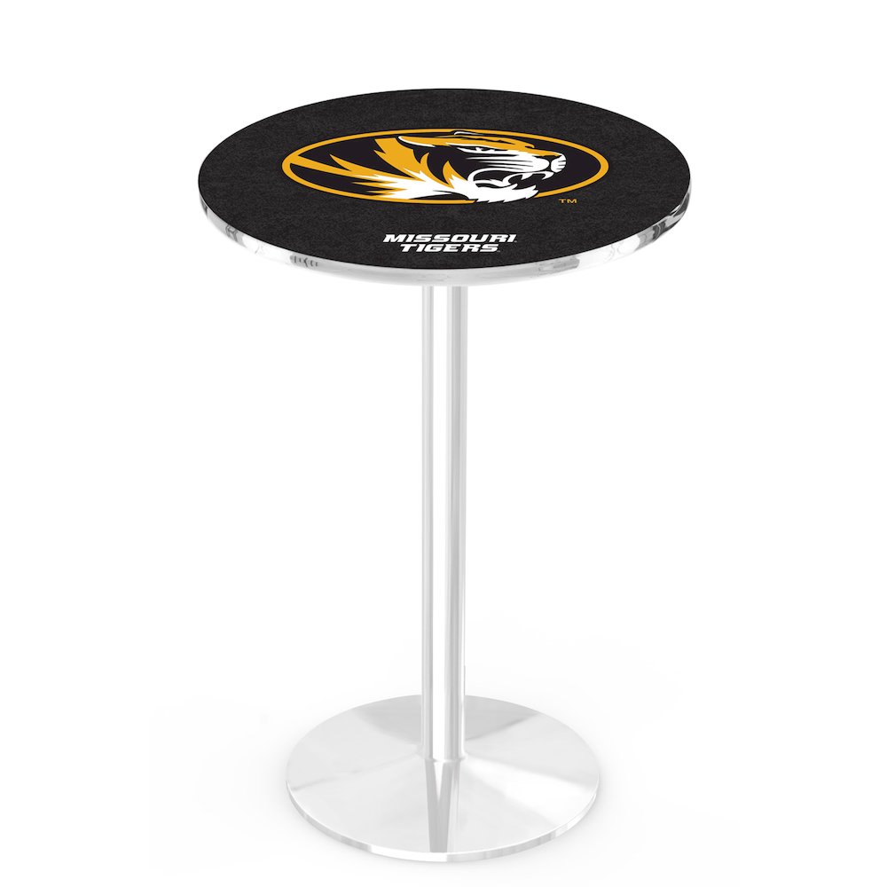 L214 University of Missouri 36' Tall - 36' Top Pub Table w/ Chrome Finish