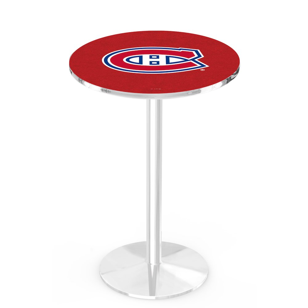 L214 Montreal Canadiens 36' Tall - 36' Top Pub Table w/ Chrome Finish (9072)