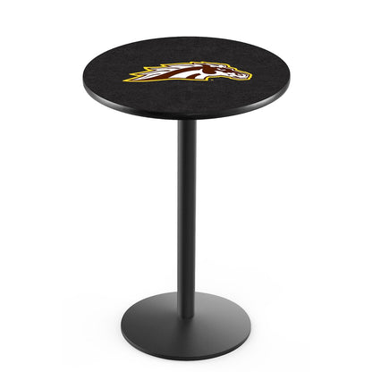 L214 Western Michigan University 36" Tall - 36" Top Pub Table with Black Wrinkle Finish