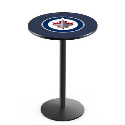L214 Winnipeg Jets 36' Tall - 36' Top Pub Table w/ Black Wrinkle Finish (8105)