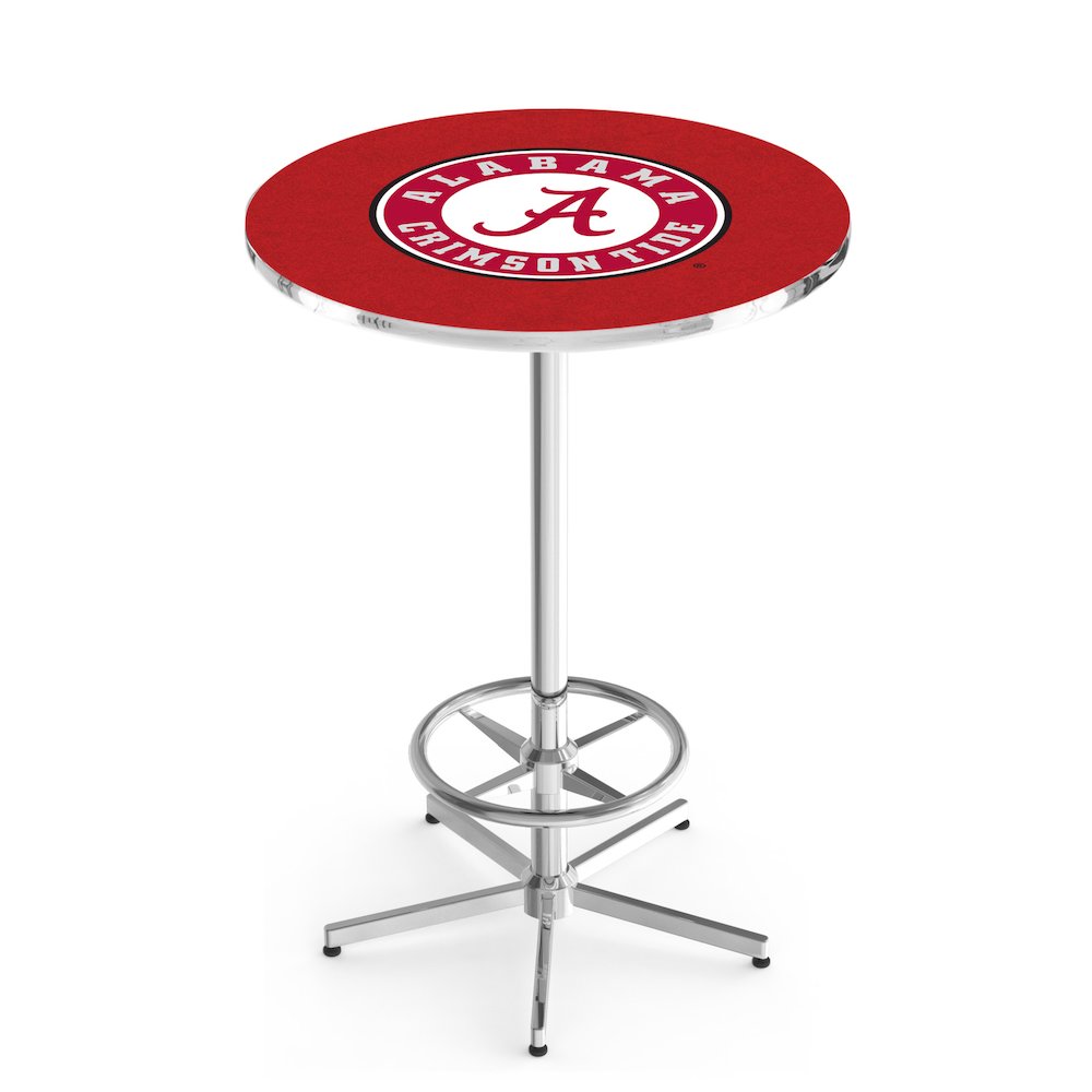 L216 University of Alabama (Script A)  42' Tall - 36' Top Pub Table w/ Chrome Finish