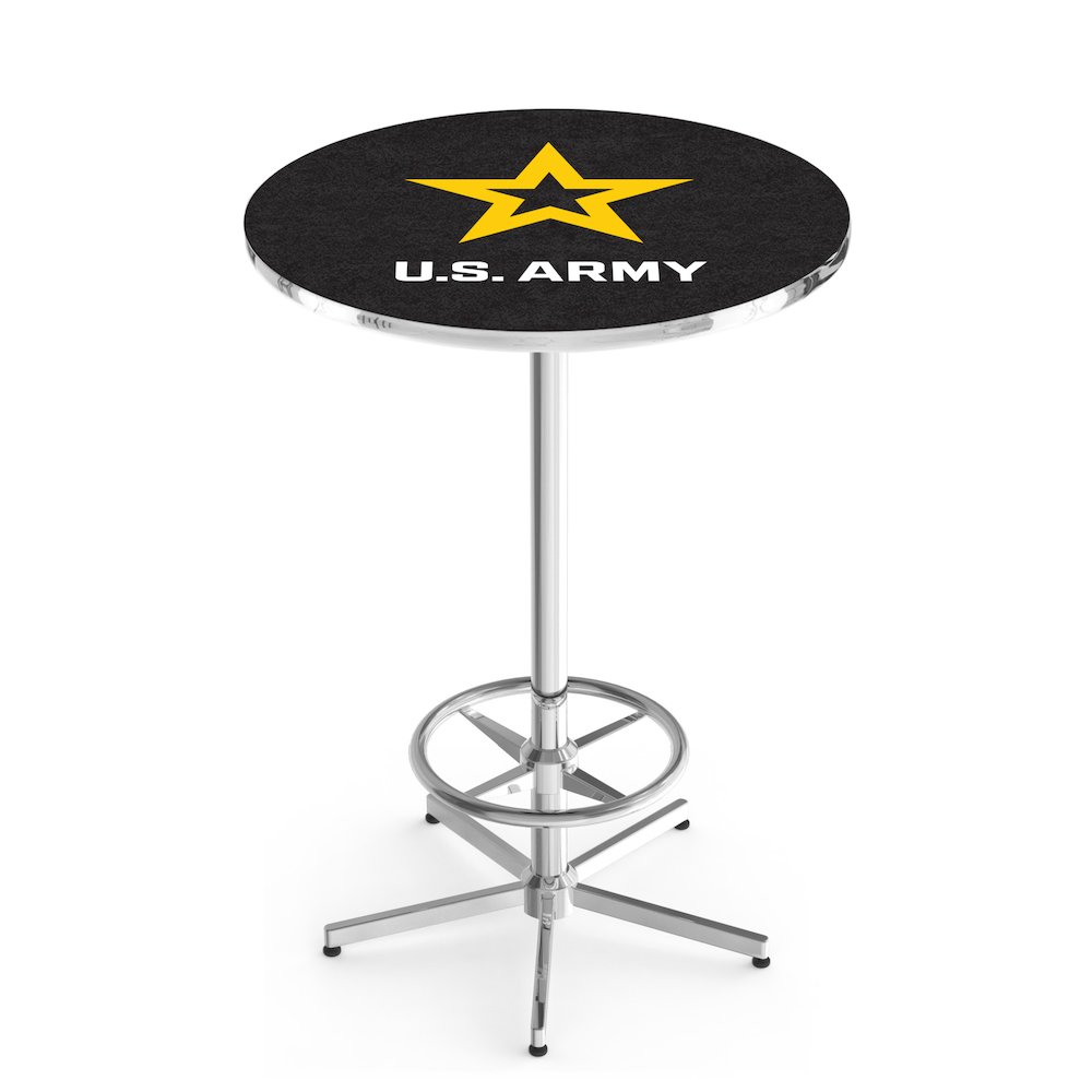 L216 United States Army 42" Tall - 36" Top Pub Table with Chrome Finish