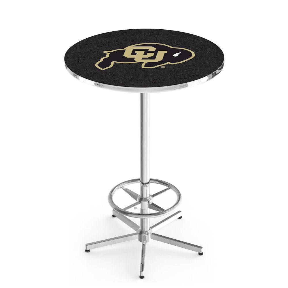 L216 University of Colorado 42" Tall - 36" Top Pub Table with Chrome Finish
