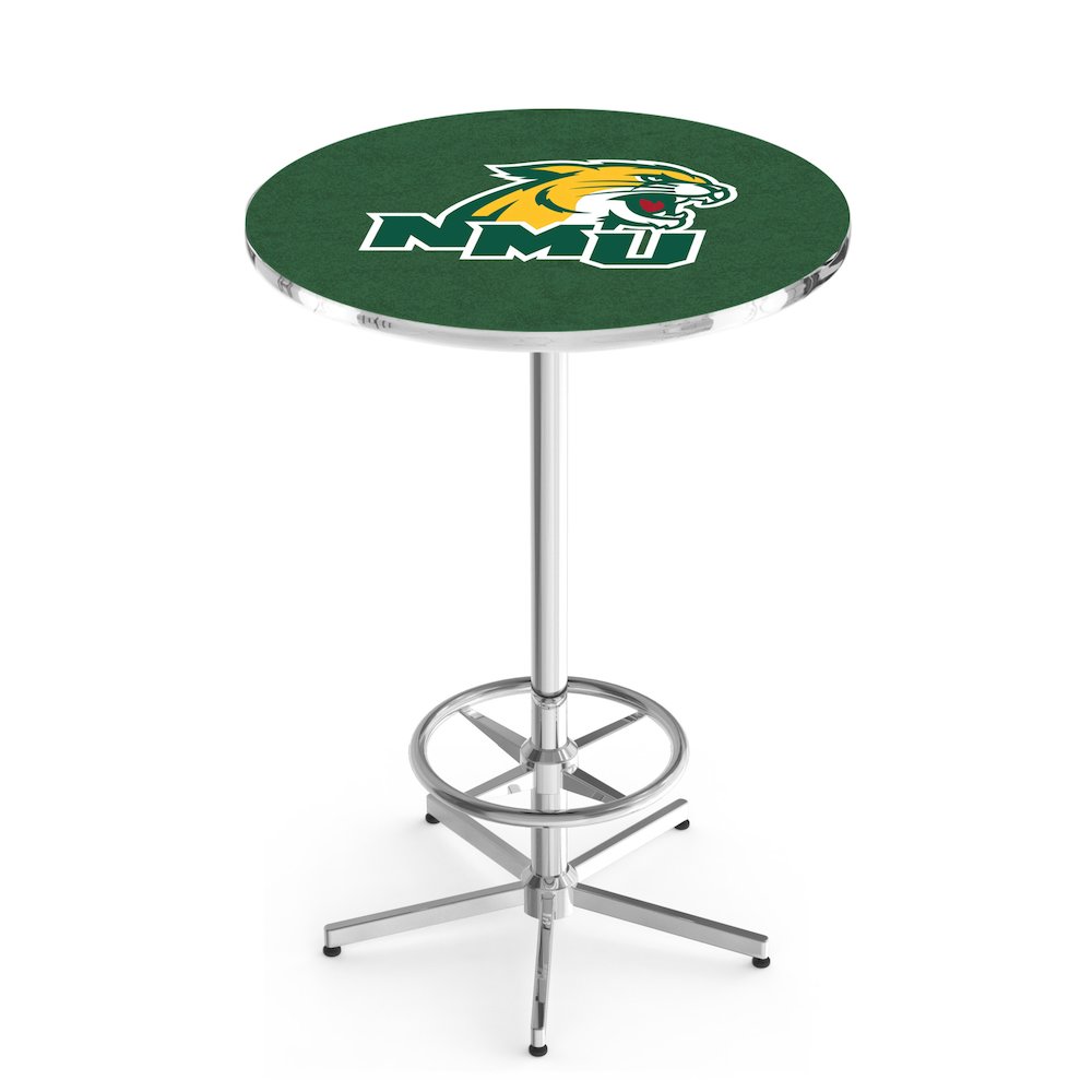 L216 Northern Michigan University 42' Tall - 36' Top Pub Table w/ Chrome Finish