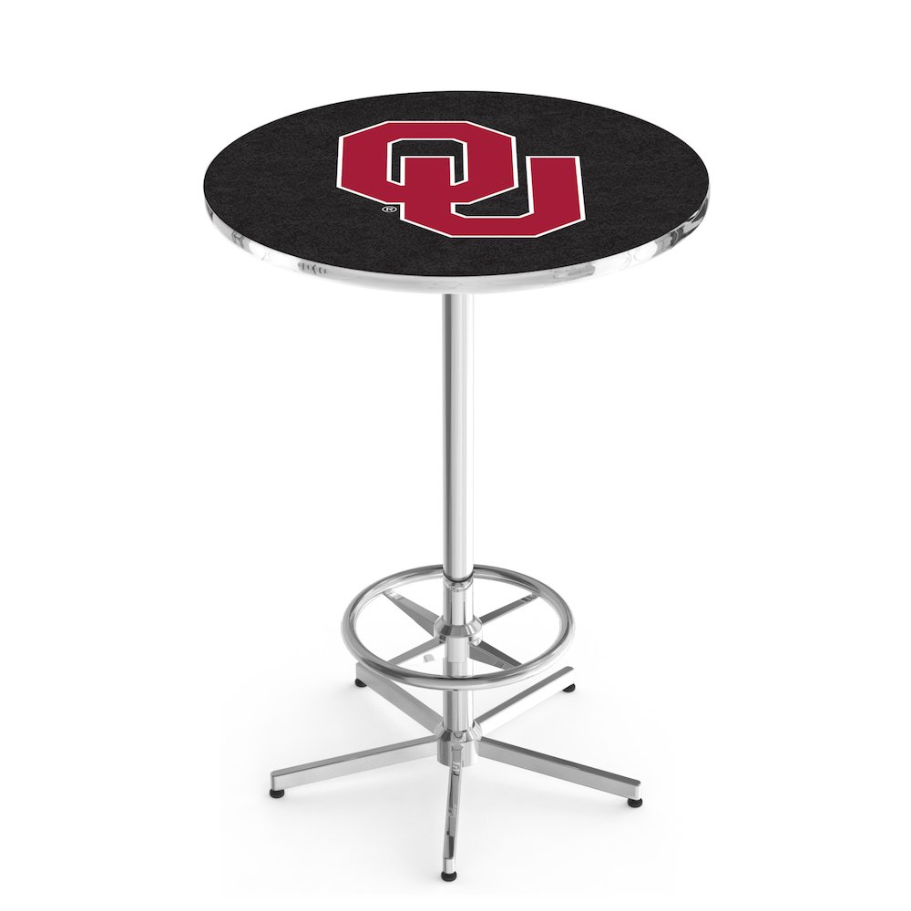L216 Oklahoma University 42" Tall - 36" Top Pub Table with Chrome Finish