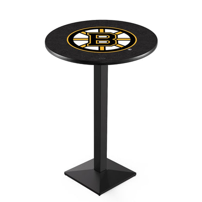 L217 Boston Bruins 36' Tall - 36' Top Pub Table w/ Black Wrinkle Finish (8449)