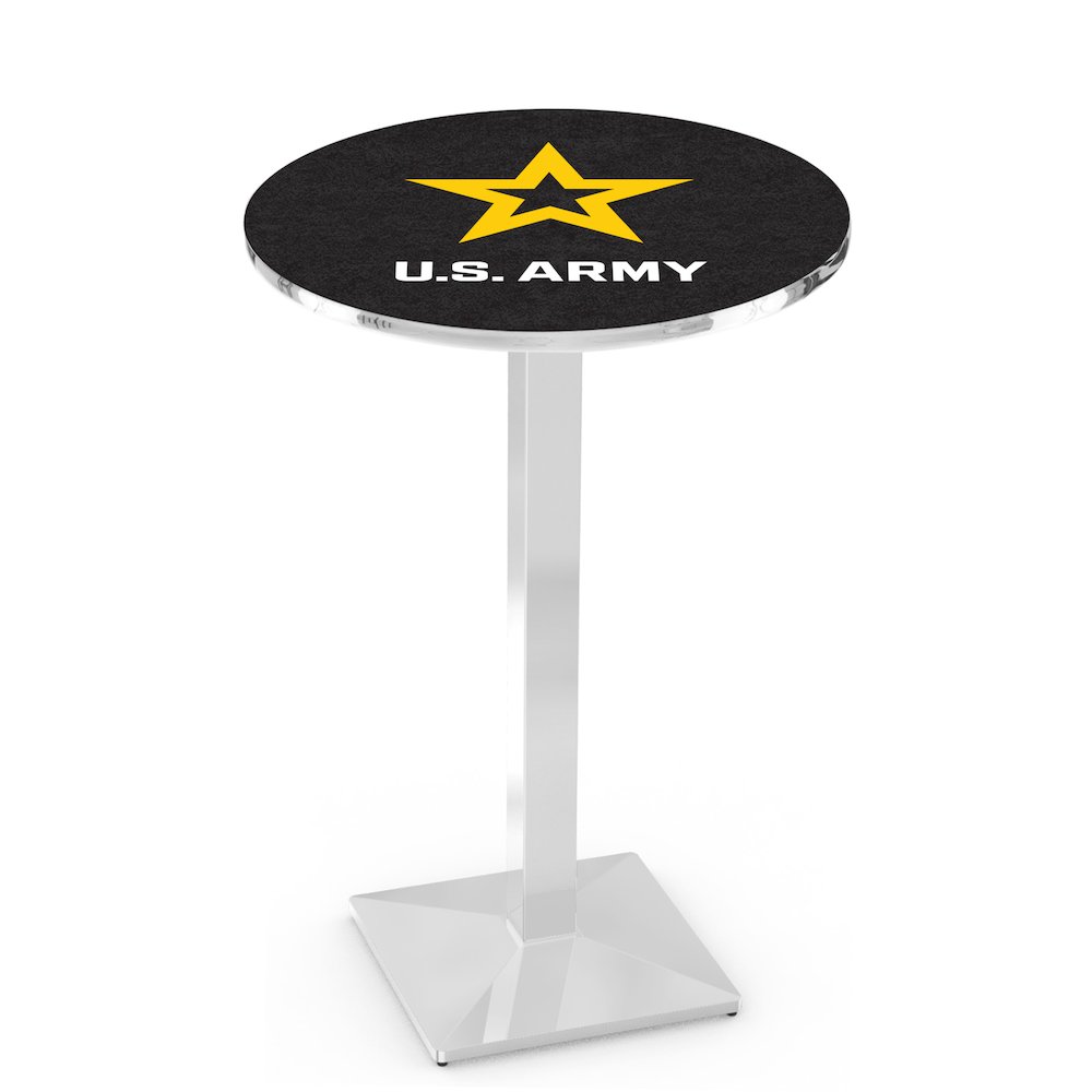 L217 United States Army 36" Tall - 36" Top Pub Table with Chrome Finish
