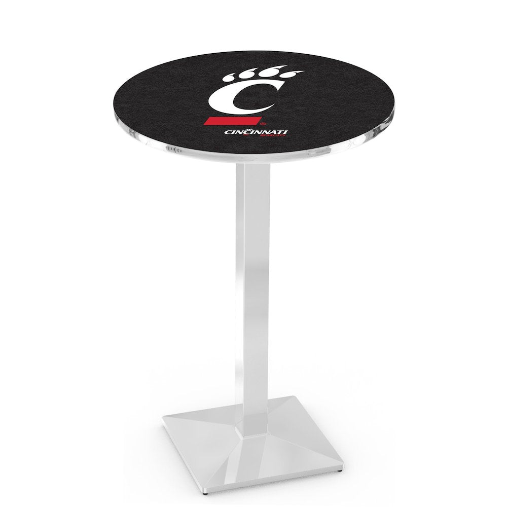 L217 University of Cincinnati 36' Tall - 36' Top Pub Table w/ Chrome Finish