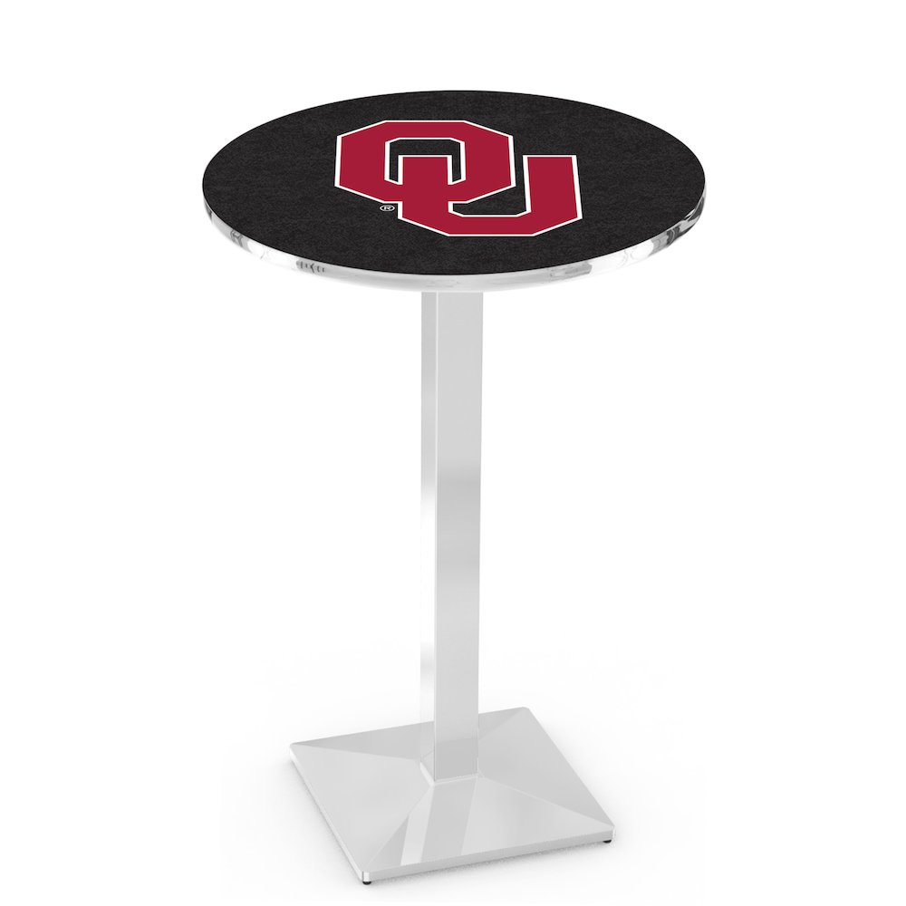 L217 Oklahoma University 36" Tall - 36" Top Pub Table with Chrome Finish