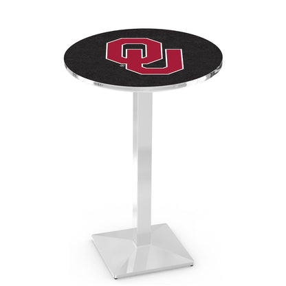 L217 Oklahoma University 36" Tall - 36" Top Pub Table with Chrome Finish