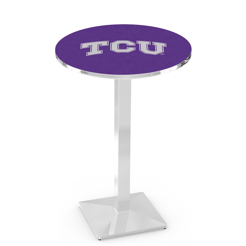 L217 Texas Christian University 36' Tall - 36' Top Pub Table w/ Chrome Finish