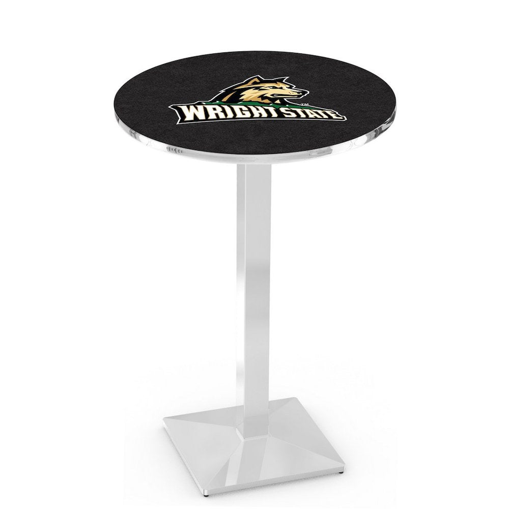 L217 Wright State University 36' Tall - 36' Top Pub Table w/ Chrome Finish