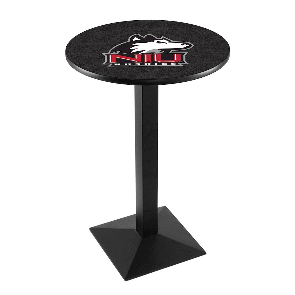 L217 University of Northern Illinois 36' Tall - 36' Top Pub Table w/ Black Wrinkle Finish