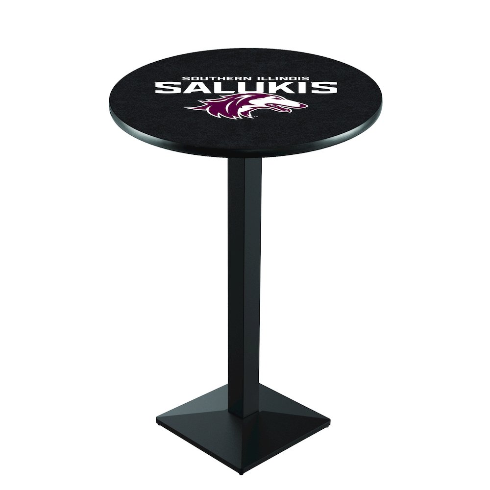L217 Southern Illinois University 36" Tall - 36" Top Pub Table with Black Wrinkle Finish
