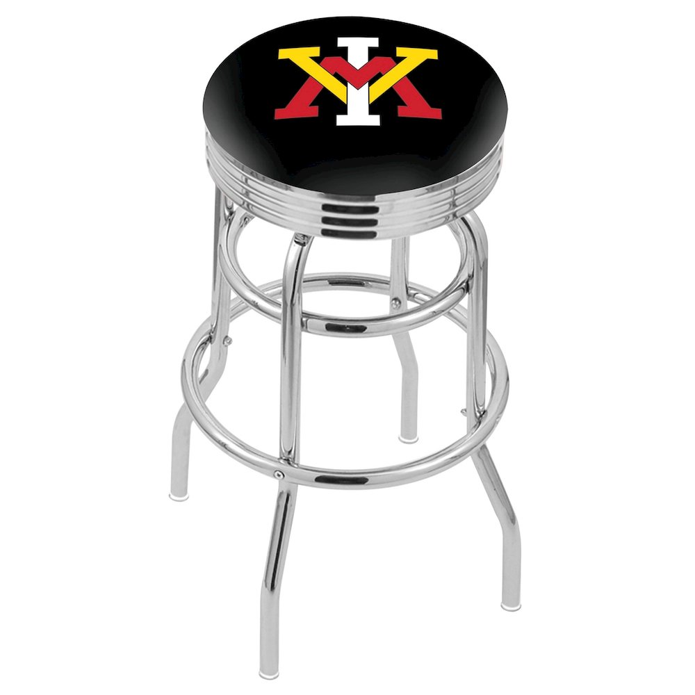 30" Chrome Double Ring Virginia Military Institute Swivel Bar Stool