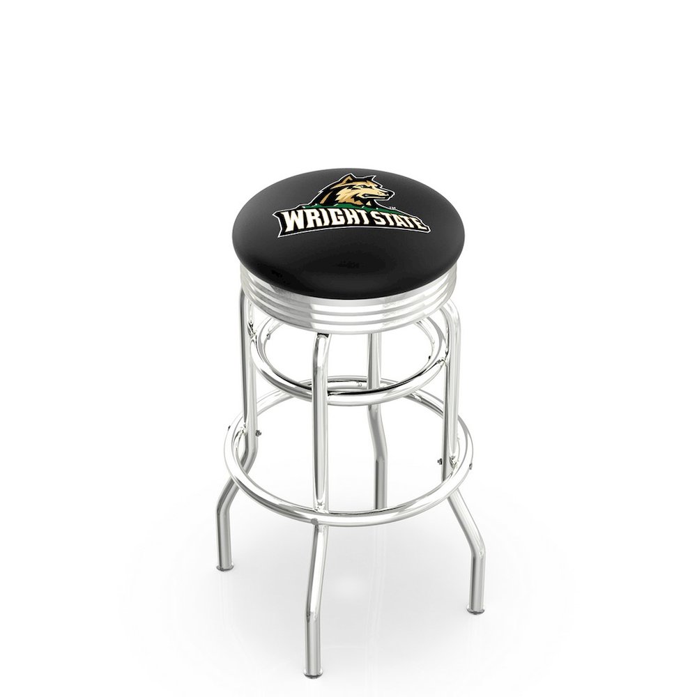 30" L7C3C - Chrome Double Ring Wright State Swivel Bar Stool with 2.5" Ribbed Accent Ring by Holland Bar Stool Company