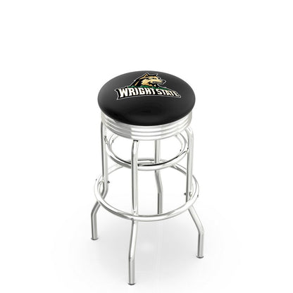 30" L7C3C - Chrome Double Ring Wright State Swivel Bar Stool with 2.5" Ribbed Accent Ring by Holland Bar Stool Company