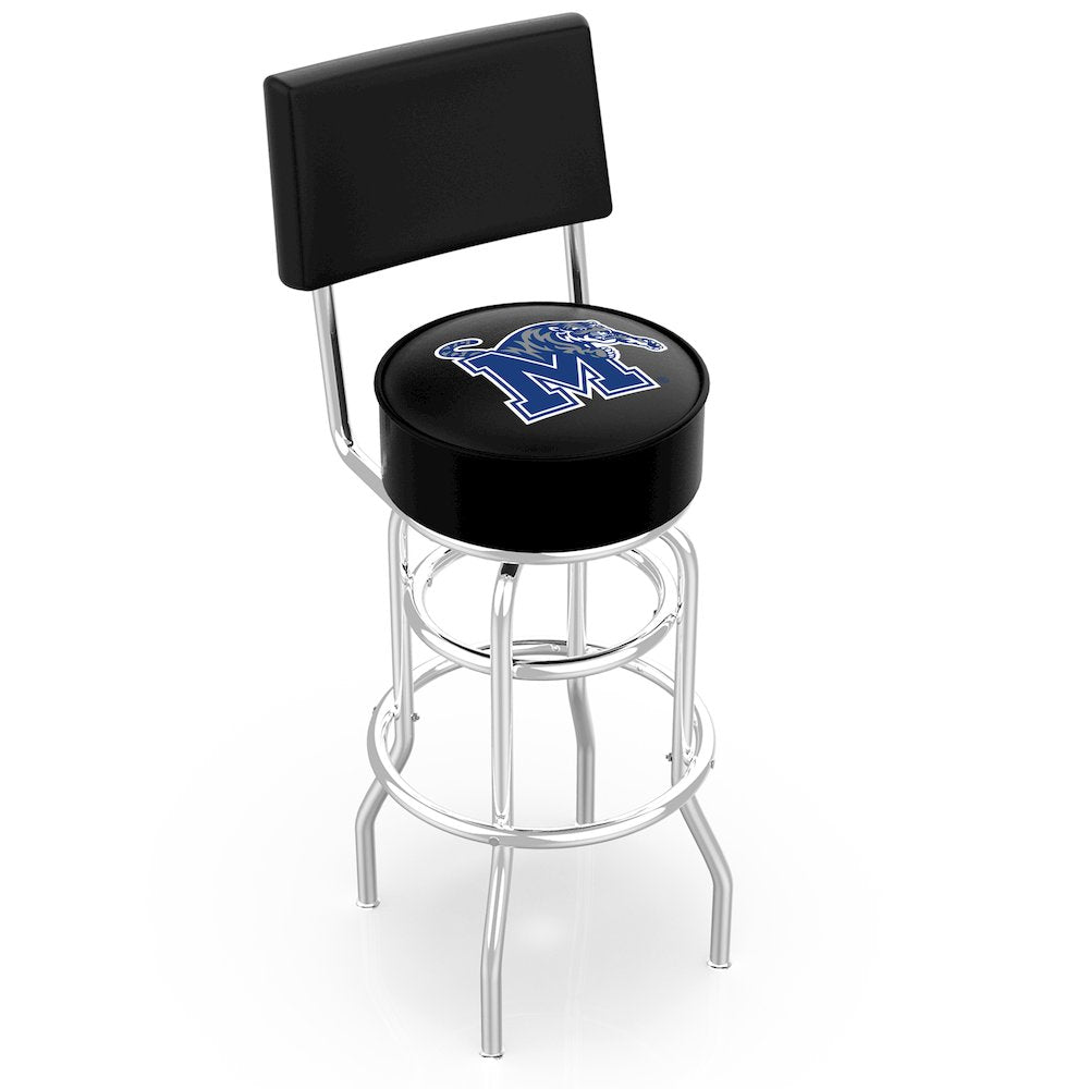 30" L7C4 - Chrome Double Ring Memphis Swivel Bar Stool with a Back by Holland Bar Stool Company