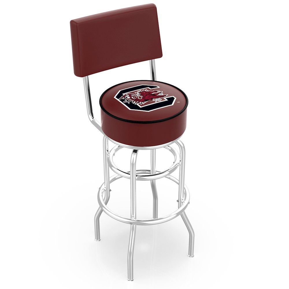 30" L7C4 - Chrome Double Ring South Carolina Swivel Bar Stool with a Back by Holland Bar Stool Company