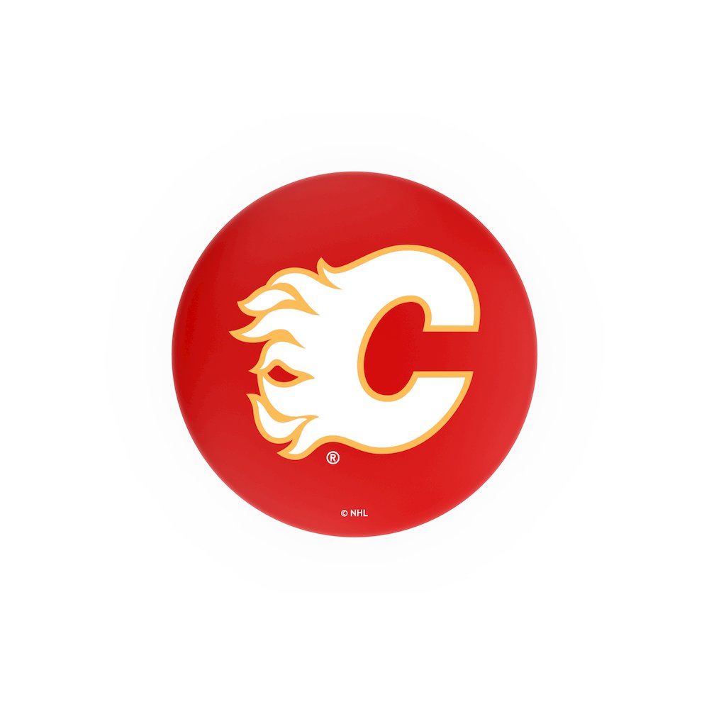 30" L8C3C - Chrome Calgary Flames Swivel Bar Stool with 2.5" Ribbed Accent Ring by Holland Bar Stool Company
