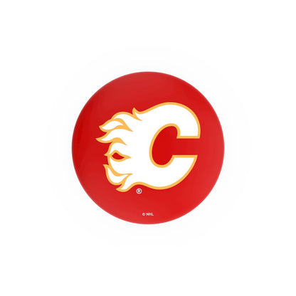 30" L8C3C - Chrome Calgary Flames Swivel Bar Stool with 2.5" Ribbed Accent Ring by Holland Bar Stool Company