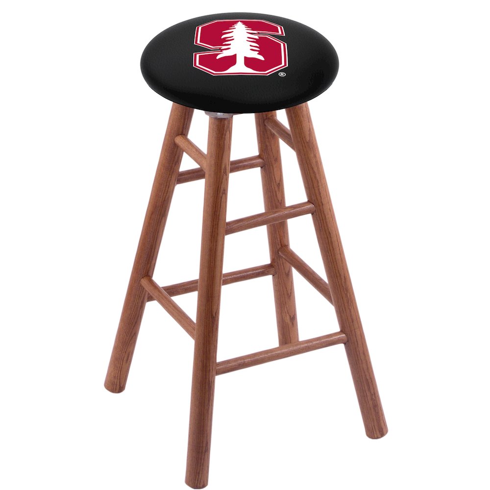 Oak Bar Stool in Medium Finish with Stanford Seat