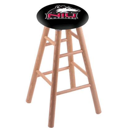 Oak Bar Stool in Natural Finish with Northern Illinois Seat