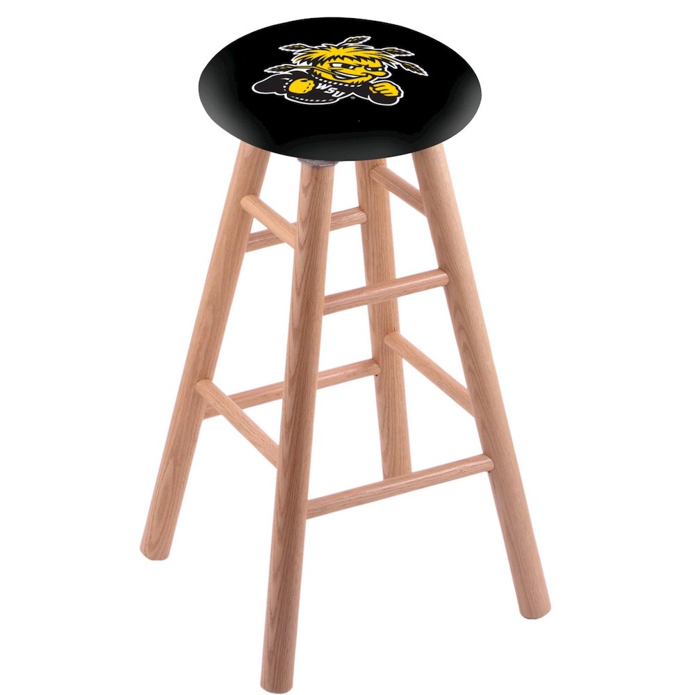Oak Bar Stool in Natural Finish with Wichita State Seat