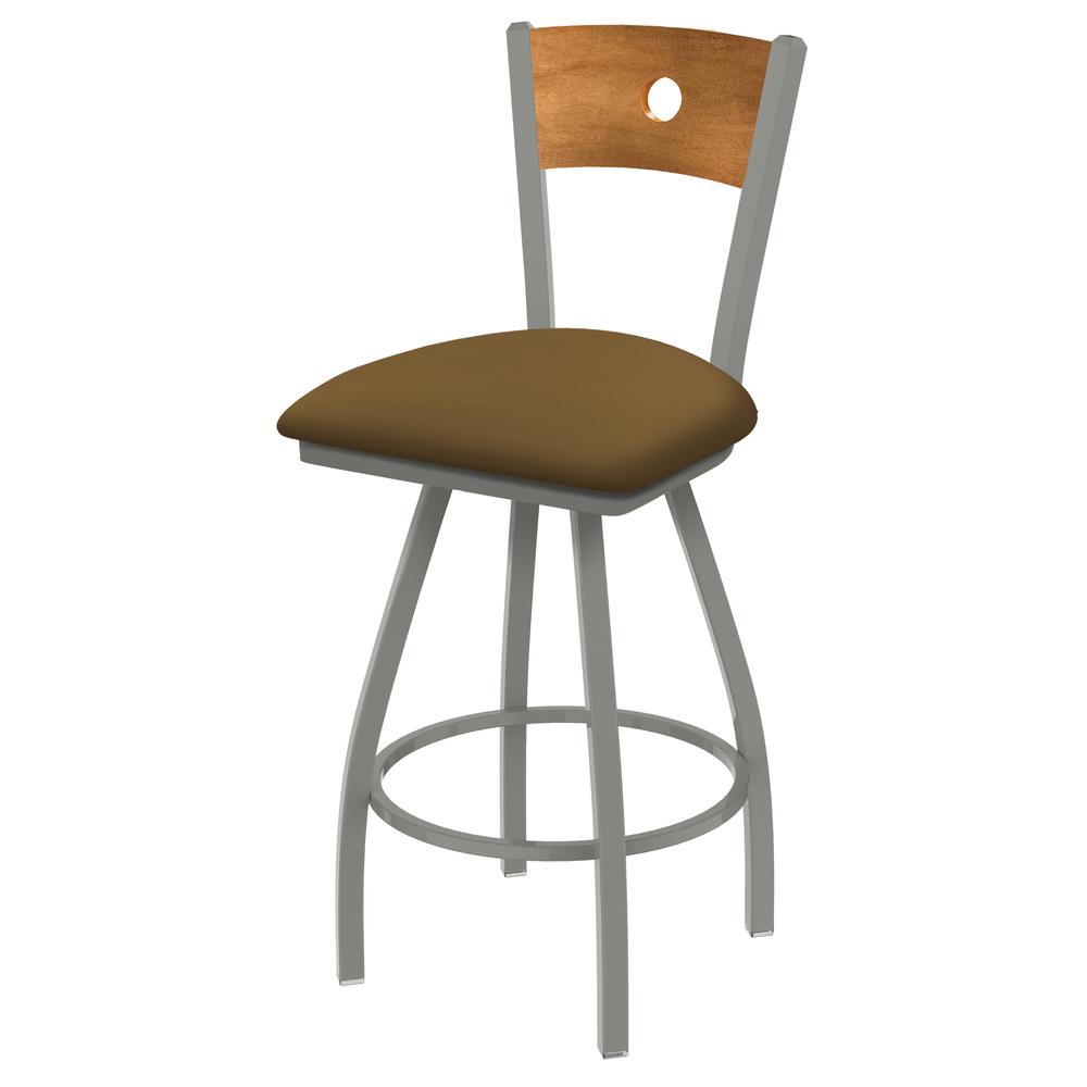 XL 830 Voltaire 30" Swivel Counter Stool with Anodized Nickel Finish, Medium Back, and Canter Saddle Seat