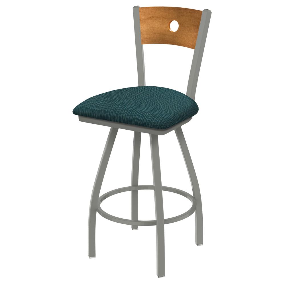 XL 830 Voltaire 30" Swivel Counter Stool with Anodized Nickel Finish, Medium Back, and Graph Tidal Seat