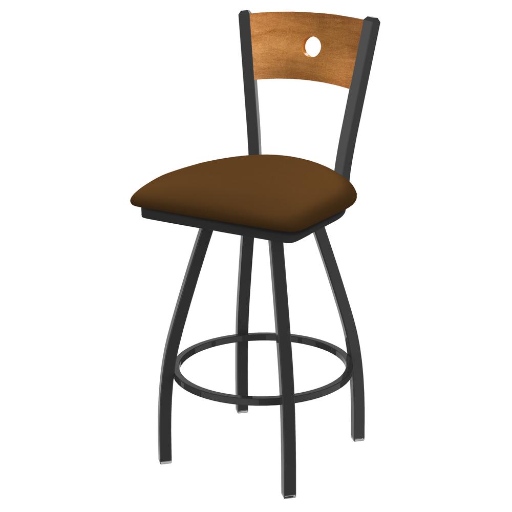 XL 830 Voltaire 30" Swivel Counter Stool with Pewter Finish, Medium Back, and Canter Thatch Seat