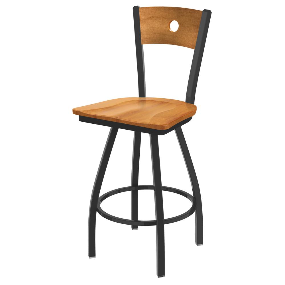 XL 830 Voltaire 30" Swivel Counter Stool with Pewter Finish, Medium Back, and Medium Maple Seat