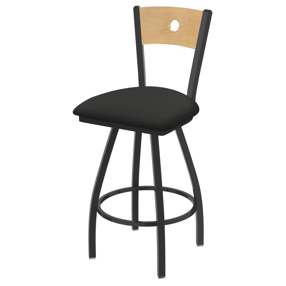 XL 830 Voltaire 30" Swivel Counter Stool with Pewter Finish, Natural Back, and Canter Iron Seat