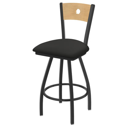 XL 830 Voltaire 30" Swivel Counter Stool with Pewter Finish, Natural Back, and Canter Iron Seat