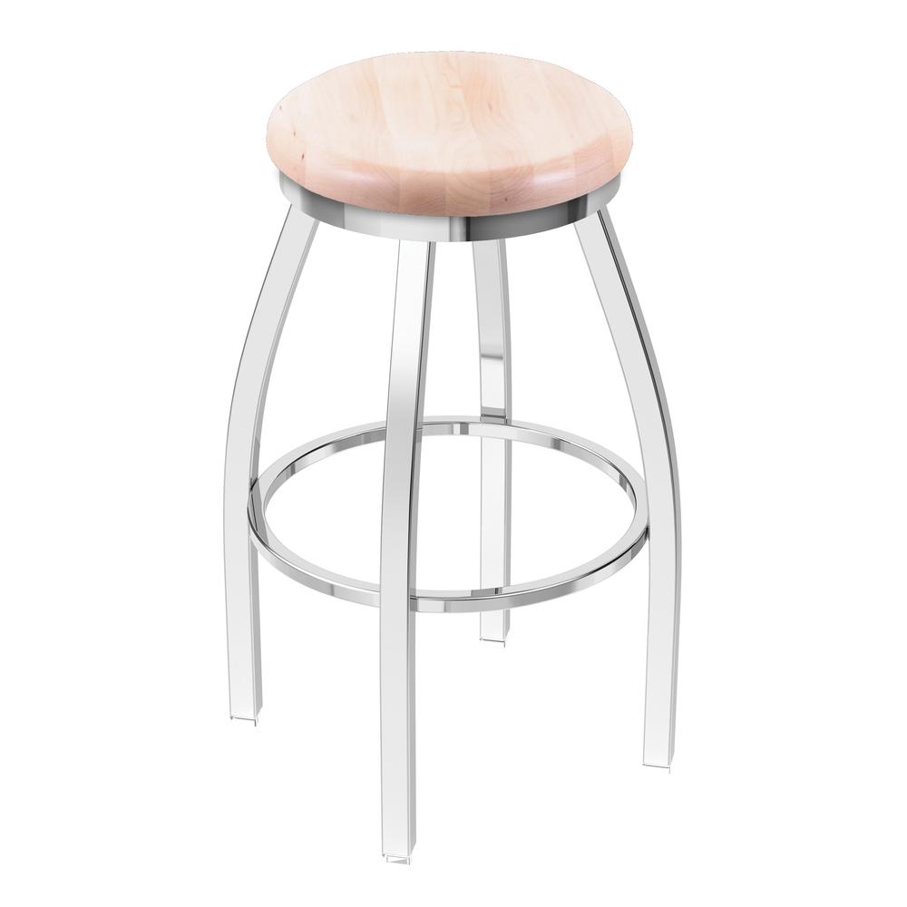 802 Misha 36" Swivel Extra Tall Bar Stool with Chrome Finish and Natural Maple Seat
