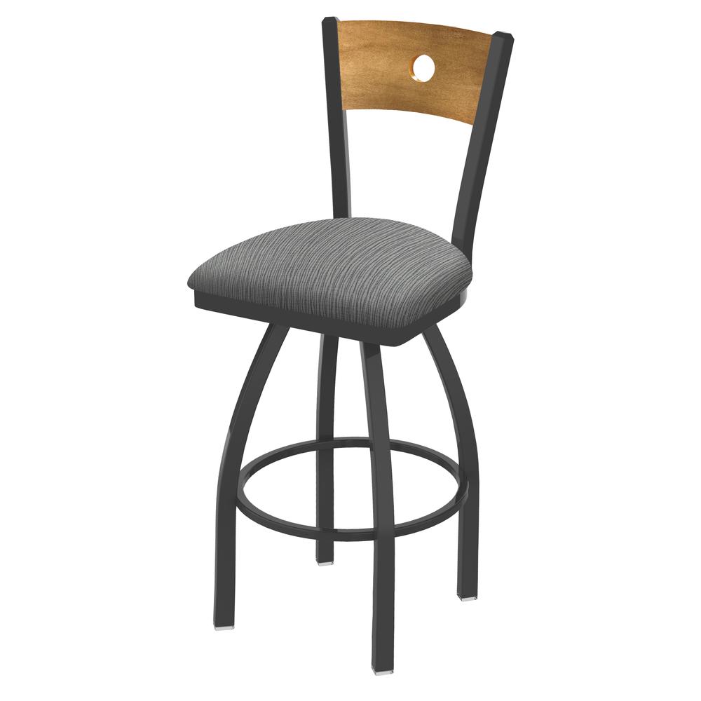 830 Voltaire 36" Swivel Counter Stool with Pewter Finish, Medium Back, and Graph Alpine Seat