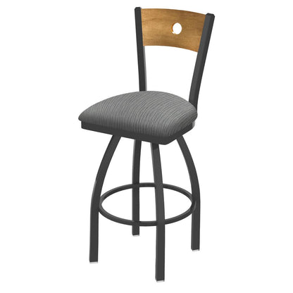 830 Voltaire 36" Swivel Counter Stool with Pewter Finish, Medium Back, and Graph Alpine Seat