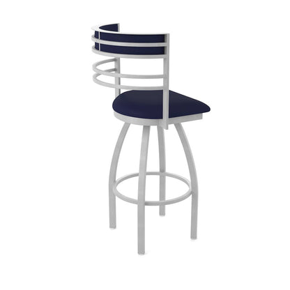 Swivel Bar Stool with Anodized Nickel Finish and Canter Twilight Seat and Back