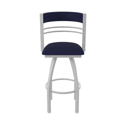 Swivel Bar Stool with Anodized Nickel Finish and Canter Twilight Seat and Back