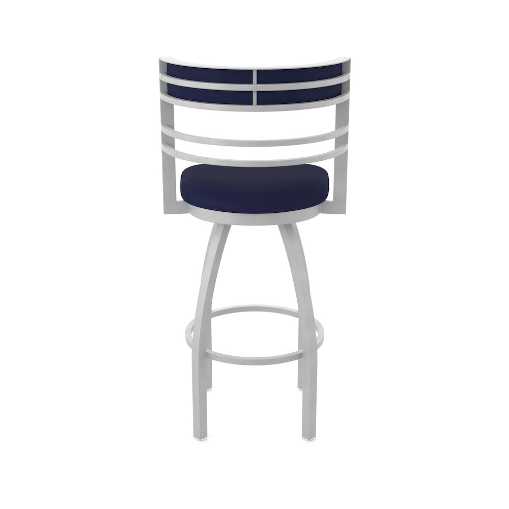 Swivel Bar Stool with Anodized Nickel Finish and Canter Twilight Seat and Back