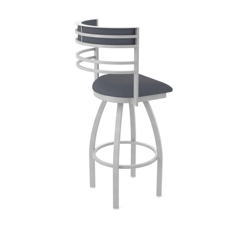 Swivel Bar Stool with Anodized Nickel Finish and Canter Storm Seat and Back