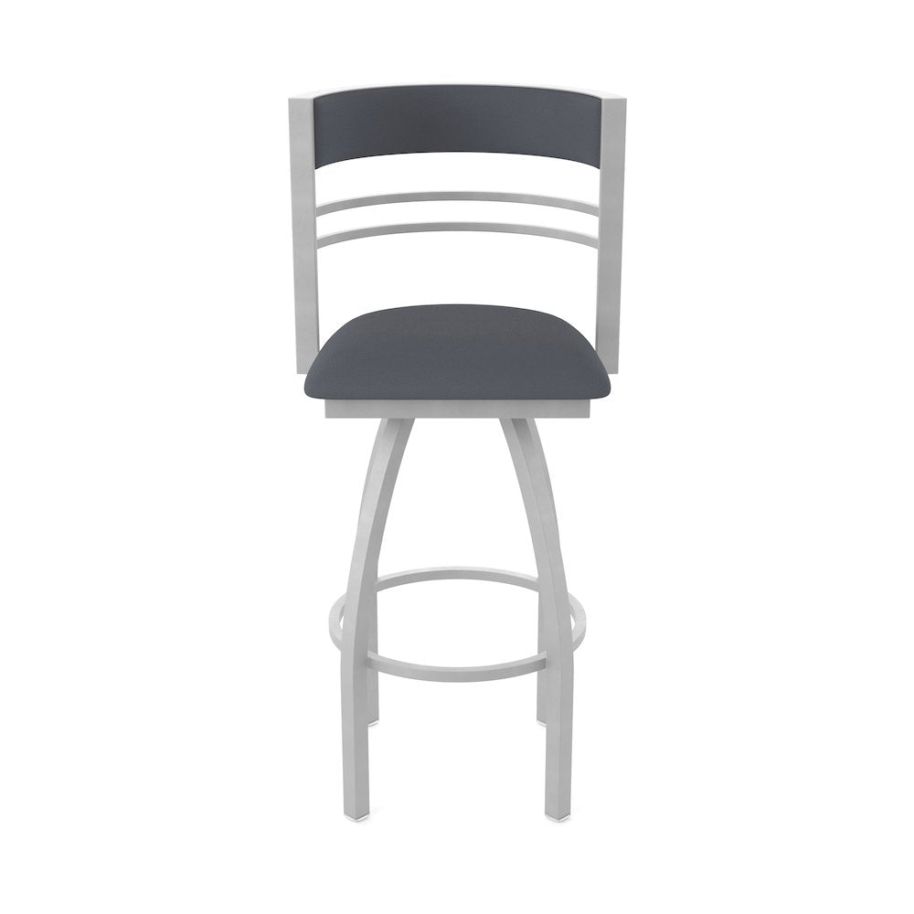 Swivel Bar Stool with Anodized Nickel Finish and Canter Storm Seat and Back