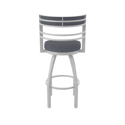Swivel Bar Stool with Anodized Nickel Finish and Canter Storm Seat and Back