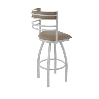 Swivel Bar Stool with Anodized Nickel Finish and Canter Earth Seat and Back