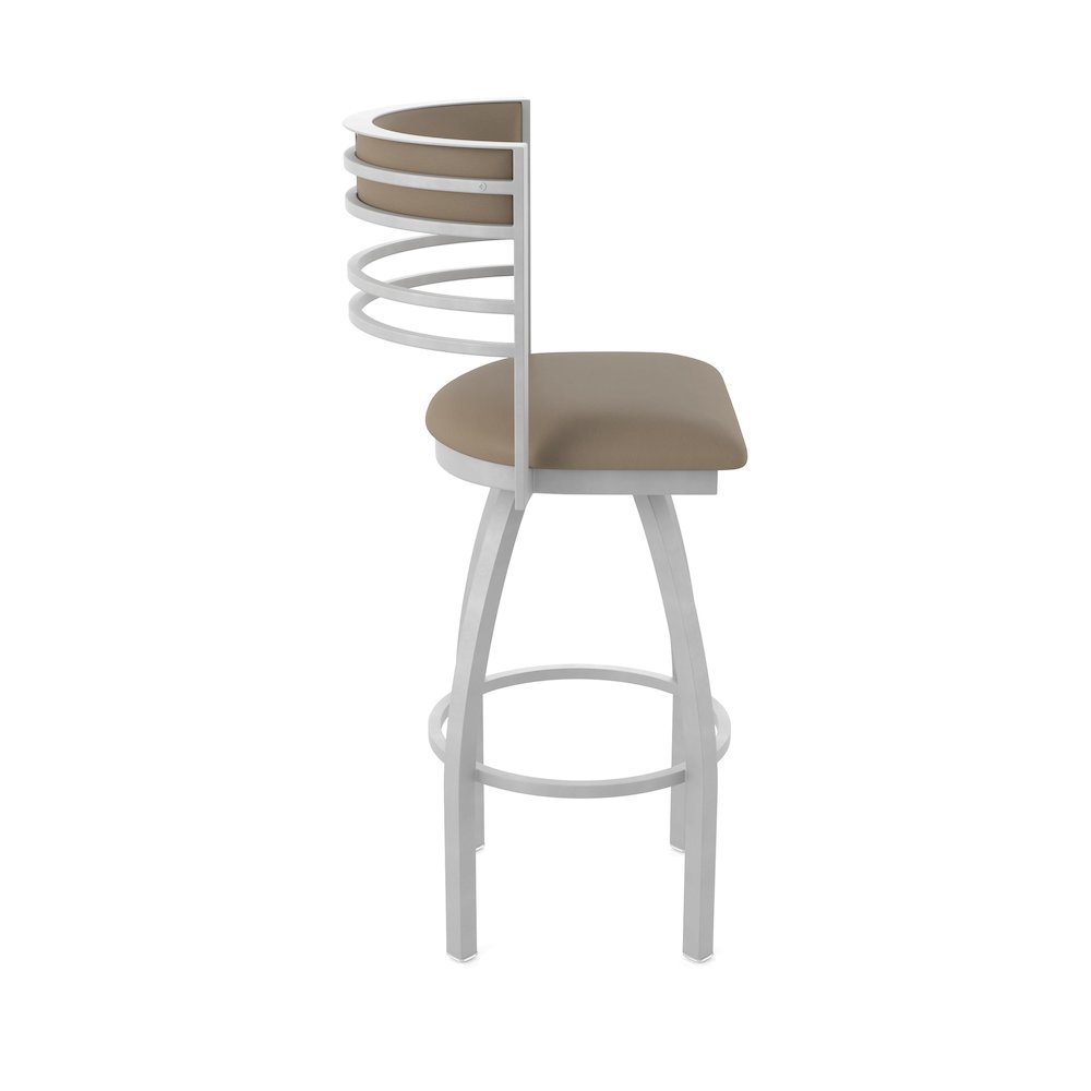 Swivel Bar Stool with Anodized Nickel Finish and Canter Earth Seat and Back