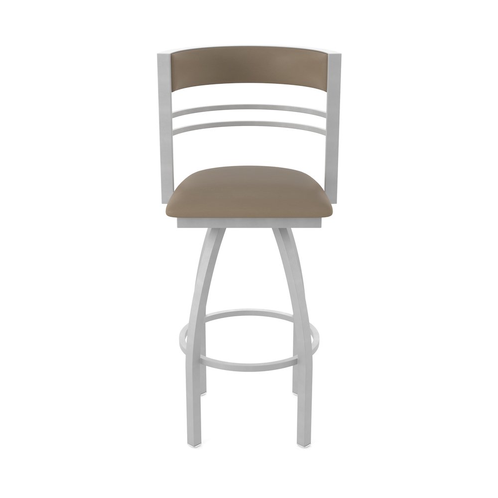 Swivel Bar Stool with Anodized Nickel Finish and Canter Earth Seat and Back