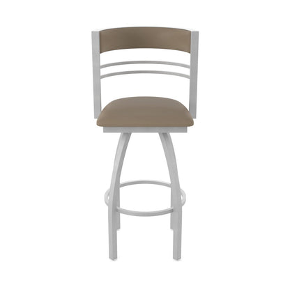 Swivel Bar Stool with Anodized Nickel Finish and Canter Earth Seat and Back