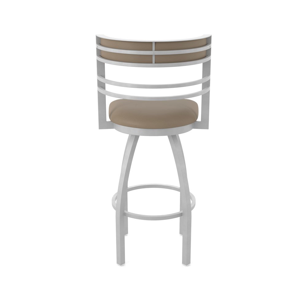 Swivel Bar Stool with Anodized Nickel Finish and Canter Earth Seat and Back